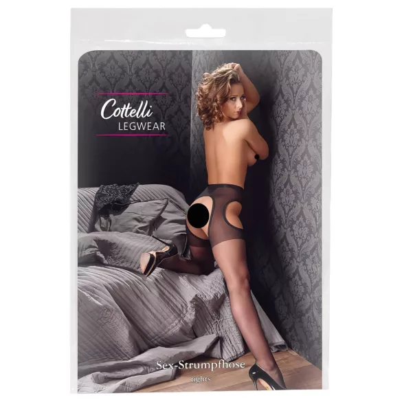 Cottelli - erotické punčochy - černá - L/XL