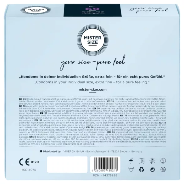 Mister Size - extra tenký kondom - 69 mm - balení 36 ks