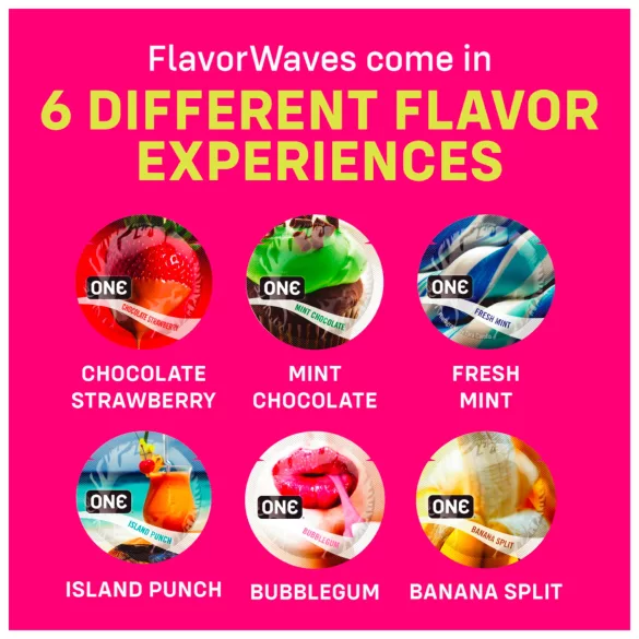 ONE Flavor Waves - ochucené kondomy - mix příchutí - 12 ks