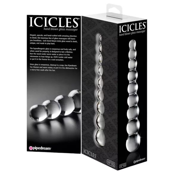 Icicles No. 2 - skleněné dildo s výstupky - čiré