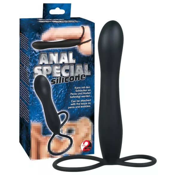 You2Toys - Anální dildo a erekční kroužek - černá