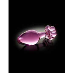   Pipedream Icicles No. 48 - skleněný anální kolík s kvítkem (růžový)