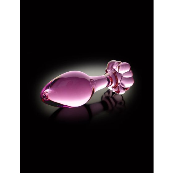 Pipedream Icicles No. 48 - skleněný anální kolík s kvítkem (růžový)