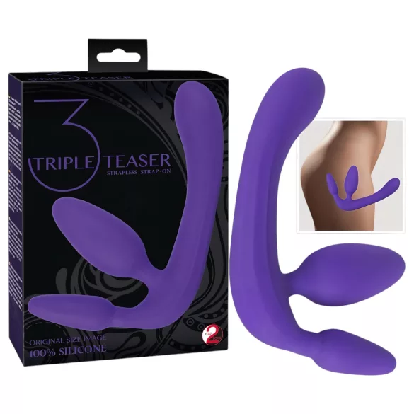 You2Toys - Triple, nasazovací dildo bez postroje (fialové)