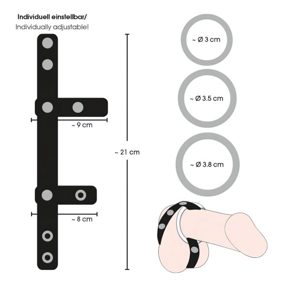 Bad Kitty - kožený kroužek na varlata a penis (černý)
