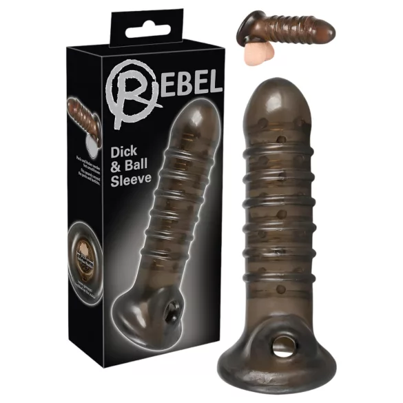 Rebel - prodloužení penisu s žebrováním - šedá