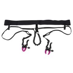 Bad Kitty - kalhotky s klipsy na klitoris (fialovo-černé)