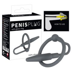   Penisplug - silikonový kroužek na žalud s uretrálním kuželem (šedý)