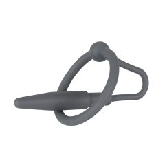   Penisplug - silikonový kroužek na žalud s uretrálním kuželem (šedý)