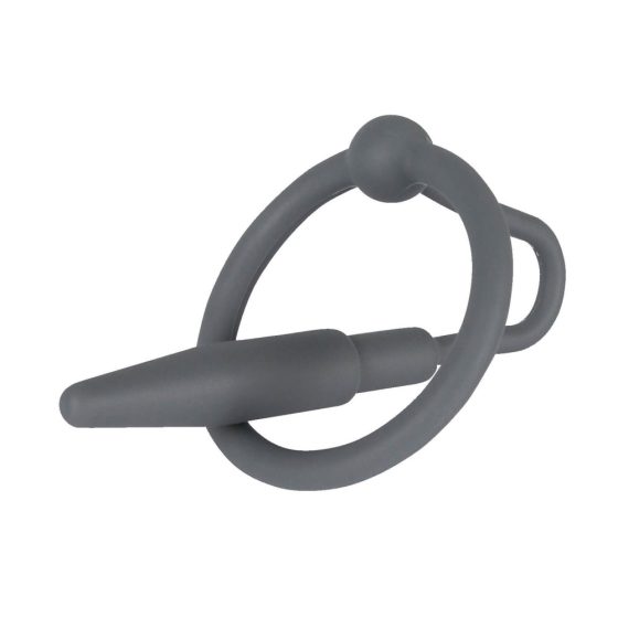 Penisplug - silikonový kroužek na žalud s uretrálním kuželem (šedý)