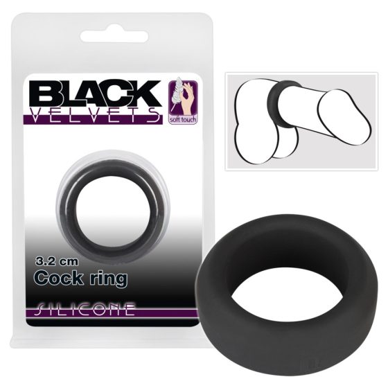 You2Toys Black Velvet Cock Ring - krúžok na penis (3,2cm) černý