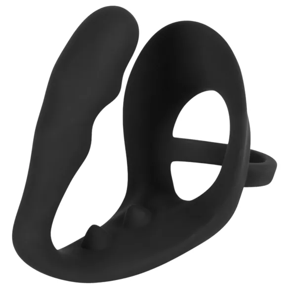 Black Velvets - anální dildo s kroužky na penis a varlata - černé