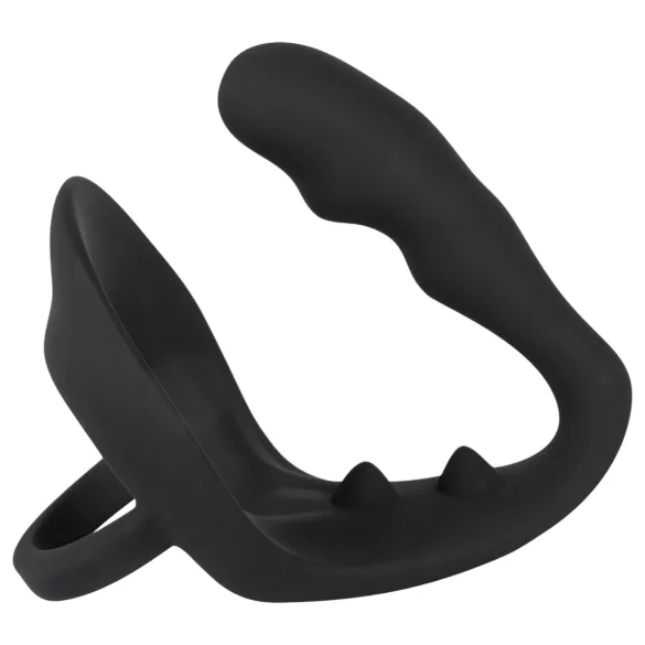 Black Velvets - anální dildo s kroužky na penis a varlata - černé