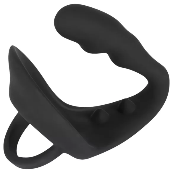 Black Velvets - anální dildo s kroužky na penis a varlata - černé
