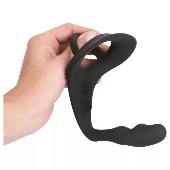 Black Velvets - anální dildo s kroužky na penis a varlata - černé