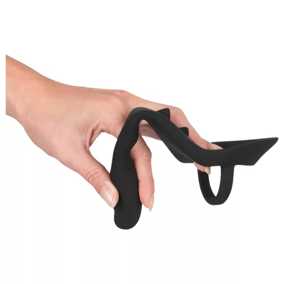 Black Velvets - anální dildo s kroužky na penis a varlata - černé