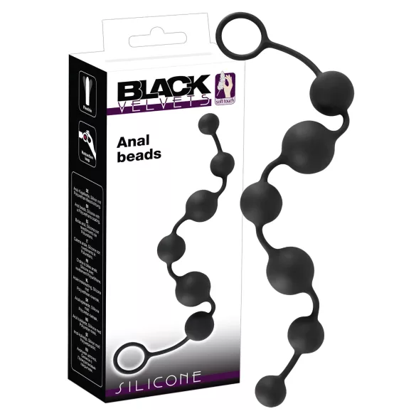 Black Velvets - anální dildo s 6 kuličkami - černé
