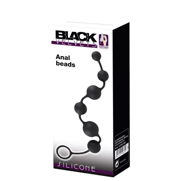 Black Velvets - anální dildo s 6 kuličkami - černé
