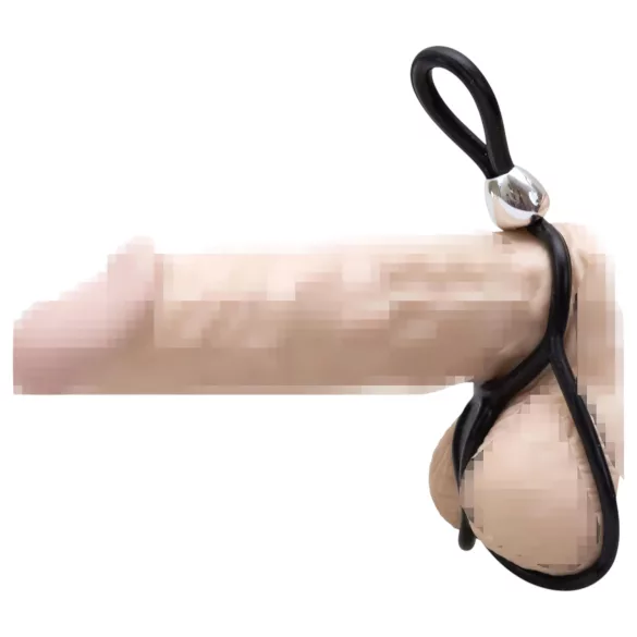 You2Toys - nastavitelný trojitý erekční kroužek na penis a varlata - černý