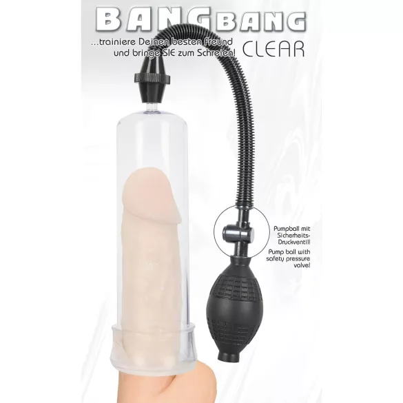Bang Bang - vakuová pumpa na penis - průhledná