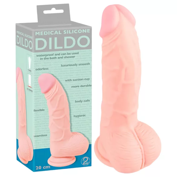 Medical - dildo z lékařského silikonu 20 cm - tělová barva