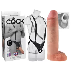   King Cock - dutý strap-on s postrojem - realistický dildo 28 cm