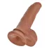 King Cock - realistické dildo s varlaty - 23 cm - hnědá