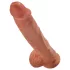 King Cock - realistický dildo s varlaty - 25 cm - hnědý