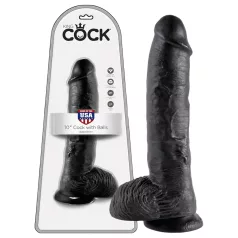 King Cock - realistický dildo s varlaty - 25 cm - černý