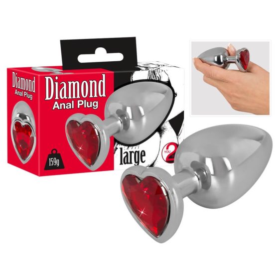Diamond - 159g-ové hliníkový anální kolík (stříbrno-červený)