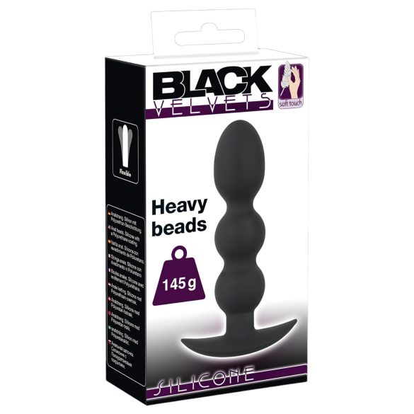 Black Velvet Heavy - 145g anální kolík s kuličkami (černý)
