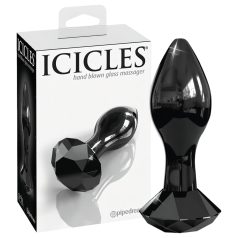   Icicles No. 78 - anální kolík - kuželový tvar - černé sklo