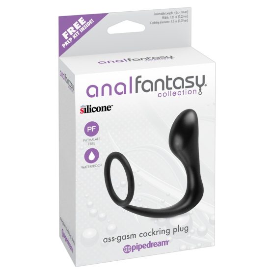 analfantasy ass-gasm plug - anal dumbbell with penis ring (black)