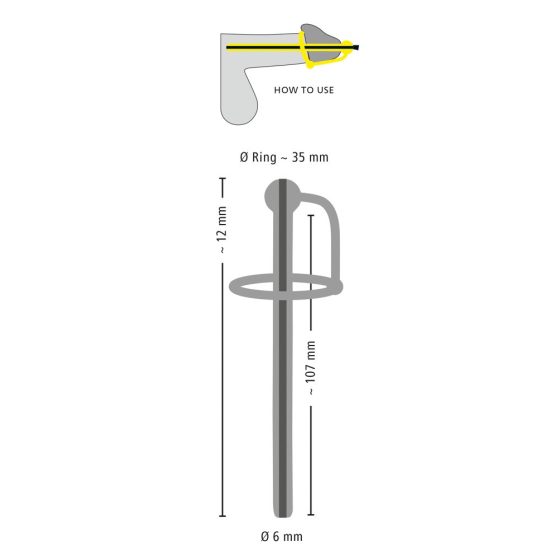 Penisplug - silikonový kroužek na varlata s dutým stimulátorem močové trubice (černý)