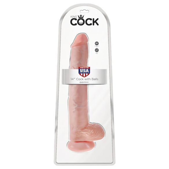 King Cock - realistické dildo s varlaty - 35 cm - tělová barva