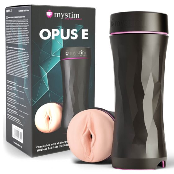 Mystim Opus E Vagina - elektrický masturbátor (přírodní černá)