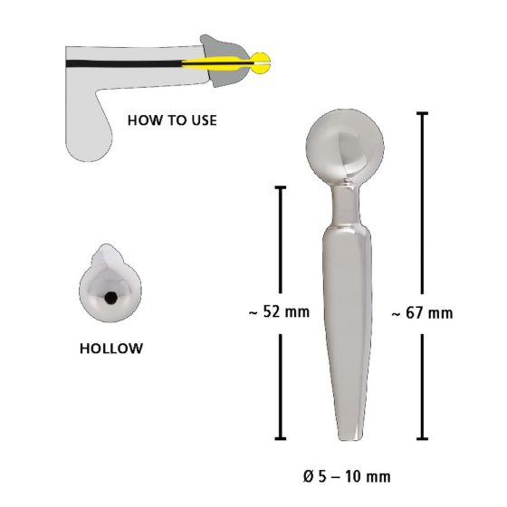 Penisplug Cum-Thru Play - dutý ocelový kolík na rozšiřování močové trubice (0,5-1 cm)