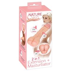   Nature Skin 2in1 - umělý anus a návlek na penis v jednom (tělová barva)