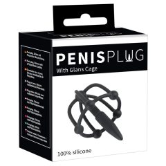   Penisplug - silikonová klec na žalud s kolíkem do močové trubice (černá)
