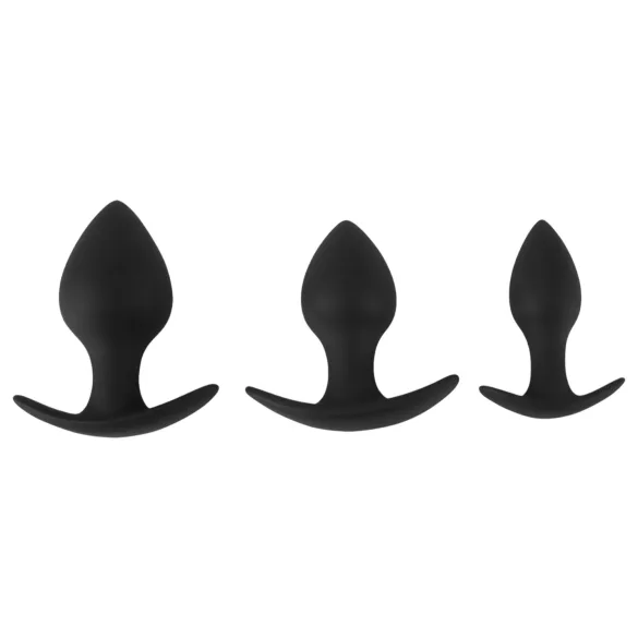 Black Velvets - sada análních kolíků - silikon, 3 kusy - černá