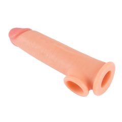   Realistixxx - prodlužující návlek na penis s kroužkem na varlata - 19cm (tělová barva)