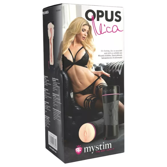 mystim OPUS Mica - realistická umělá vagína masturbátor - tělová/černá
