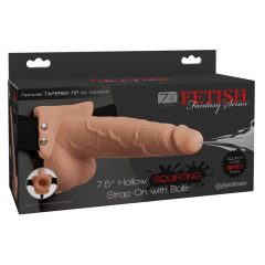   Fetish Strap-On 7,5 - připínací, duté, stříkající dildo (tělová barva)