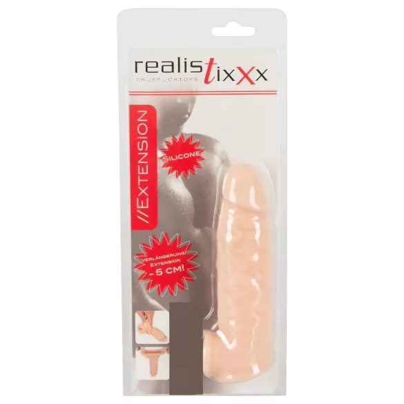 Realistixxx - návlek na penis s erekčním kroužkem - 16 cm - tělová