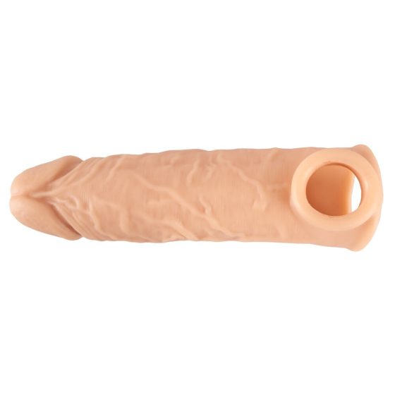 Realistixxx - návlek na penis s kroužkem na varlata - 16cm (tělová barva)
