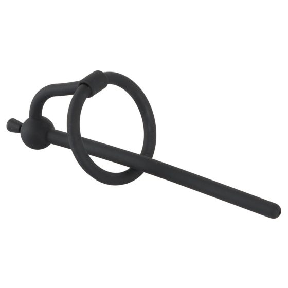 Penisplug Dilator - silikonový uretrální dilatátor se žaludovým kroužkem (0,6mm) - černý