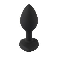   You2Toys Silicone Butt Plug - anální dildo ve tvaru srdce s bílým kamínkem (černé)