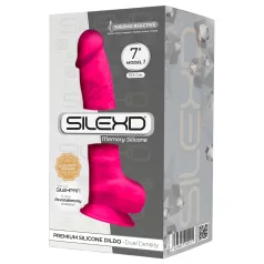   Silexd 7 - přísavkový, varlatový dildo - 17,5 cm (růžový)