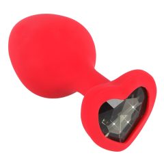   You2Toys Plug Medium - anální dildo s černým kamínkem ve tvaru srdce (červené) - střední