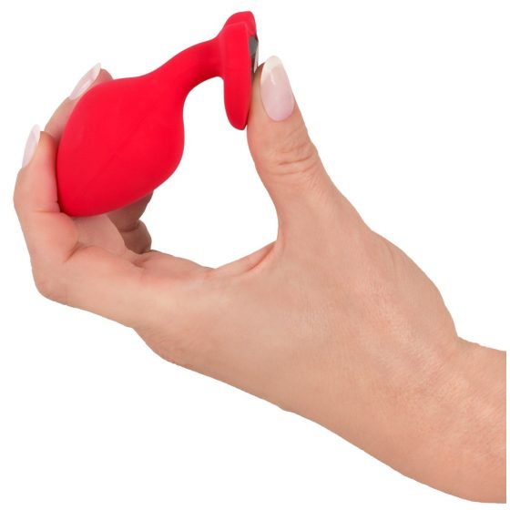 You2Toys Plug Medium - anální dildo s černým kamínkem ve tvaru srdce (červené) - střední